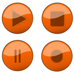 Orange player buttons vector graphics