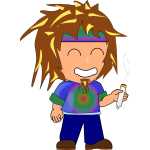 Vector image of hippie kid with a joint