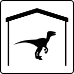 Vector clip art of dinosaur in hotel room pictogram