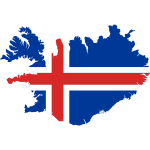 Iceland map with flag over it vector image