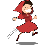 Vector illustration of smiling girl in red dress