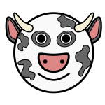 Vector graphics of round face cartoon cow