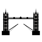 London Tower Bridge in simple black and white illustration