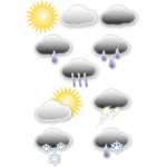 Vector graphics of selection of pastel colored weather forecast icons