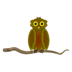 Owl on a branch cartoon image