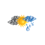 Symbol for Sun with bad weather clouds and rain vector image