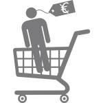 Clip art of man in a shopping cart