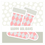 Vector image of two Christmas stockings on a greeting card