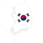 South Korea Map Flag With Stroke