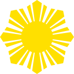 Phillippine flag yellow sun symbol silhouette vector image