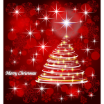 Merry Christmas in red and silver color vector drawing