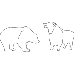 Bull and bear outline vector image