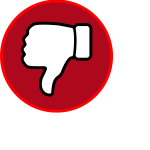 Vector drawing of thumbs down in a red circle