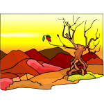 Tree in barren landscape