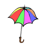 Cartoon vector graphics of colorful umbrella