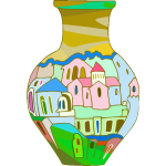 Vase with houses