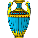 Blue and yellow vase