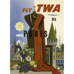 Vector image of Fly TWA to Paris vintage poster