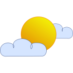 Blue and yellow symbol for partly cloudy sky vector clip art