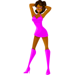 Stripper lady in pink dress