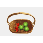 Vector clip art of basket with apples and peppers