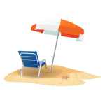 Beach chair and umbrella vector image