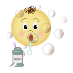 Cartoon bubble blowing boy vector illustration