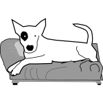 Vector graphics of bullterrier on the bed