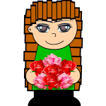 Cartoon girl with flowers