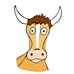 Vector drawing of staring brown cow