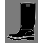 Vector image of black rubber boot on grey background