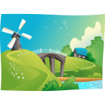 Windmill in landscape vector graphics