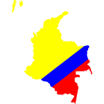 Colombian map in national flag colors