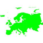 Green silhouette of map of Europe