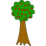 Vector drawing of cartoon tree of apples