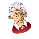 Vector illustration of grumpy old woman