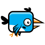 Cartoon image of flying blue bird