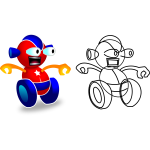 Vector image of wheeled robot game character