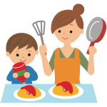 Cooking with mother