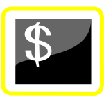 Vector clip art of money pictogram with yellow frame