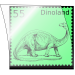 Vector illustration of dinosaur postal stamp in an opened stamp mount