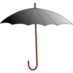 Grayscale umbrella with brown stick vector graphics