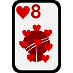 Eight of Hearts funky playing card vector clip art