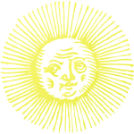 Sun with human face clip art