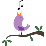 Happy tweeting purple bird vector graphics