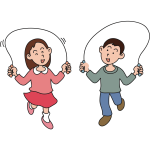 Boy and girl skipping rope