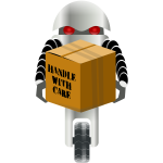 Robot carrying fragile parcel vector illustration