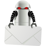 Robot carrying envelope vector clip art