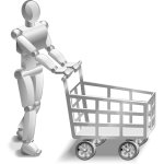 Robot with a shopping trolley vector image