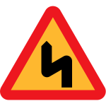 First left double bend traffic sign vector drawing